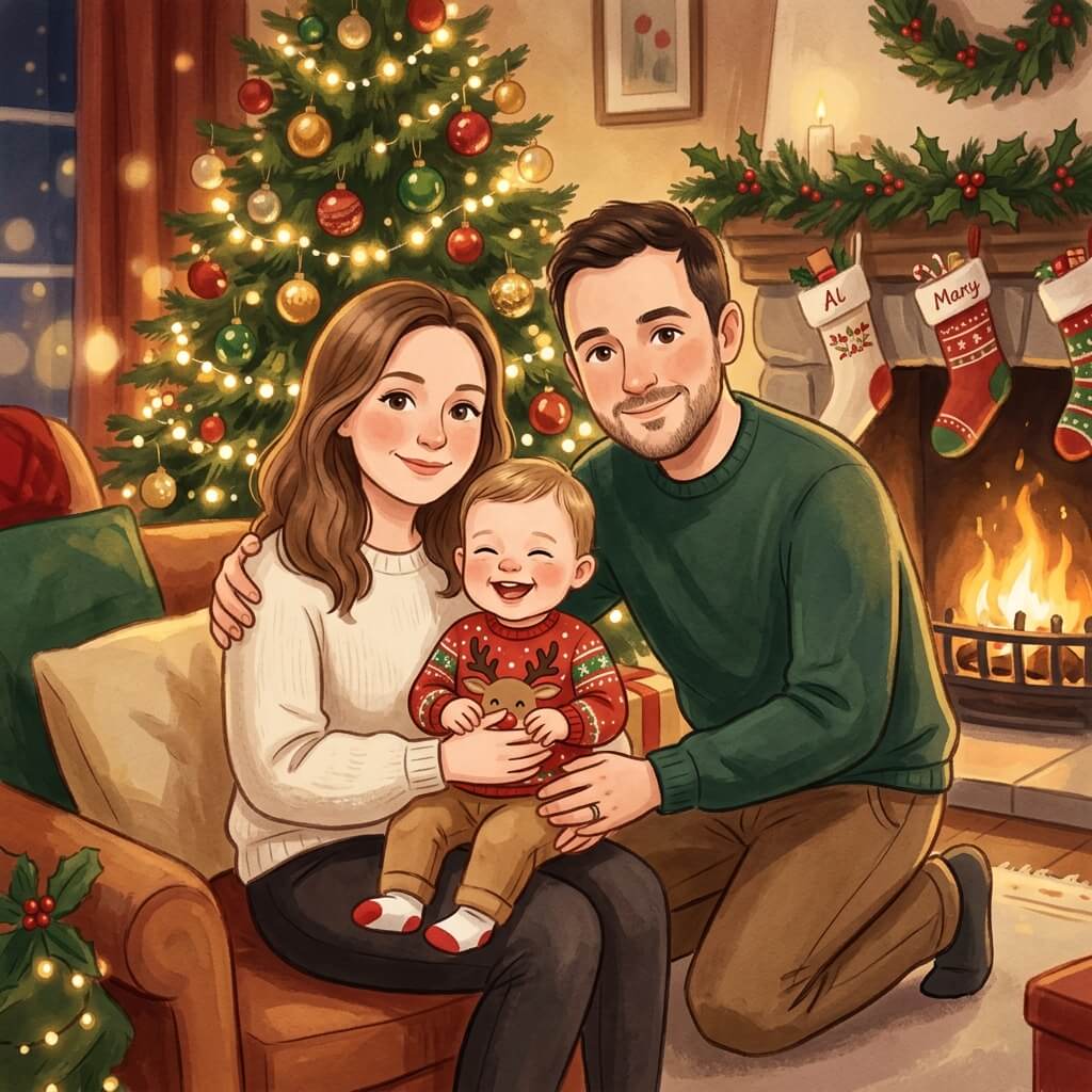 Storybook Christmas card style sample